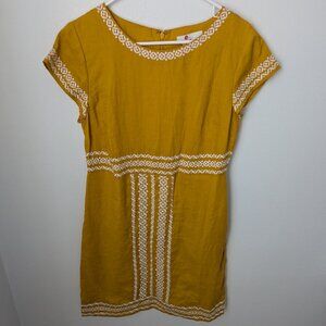 NWT Boden 100% Linen Bohemian Golden Cap Sleeve Dress, 8